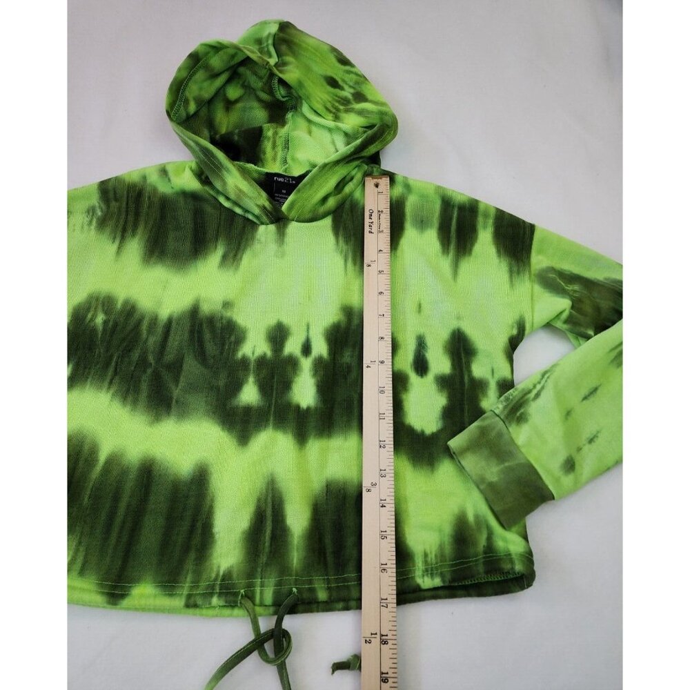 RUE 21 FAVORITE TIE DYE CROPPED SWEATSHIRT HOODIE JUNIORS XS Green Active Wear - Picture 3 of 9